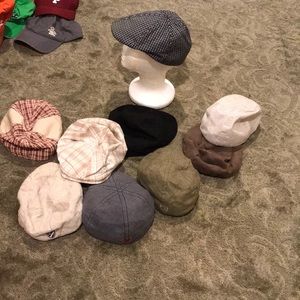 Lot of 9 hats.”Apple style” 4 s/med, 1 Md/lg, 2 L/XL